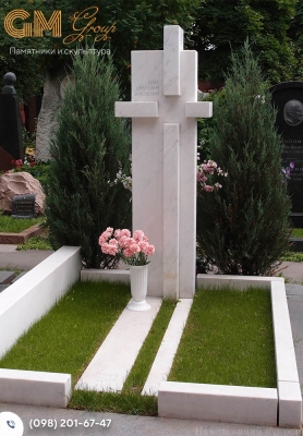 хрест памятник на могилу з білого мармуру №279
