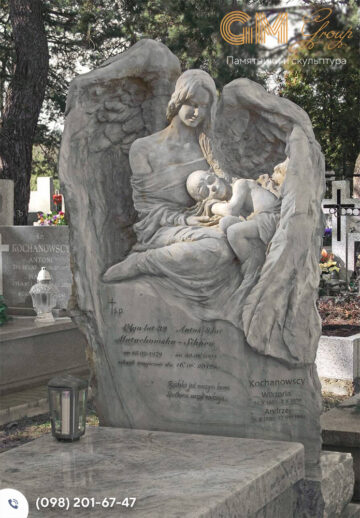 памятник со скульптурой ангела из гранита №5386